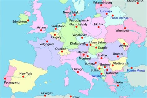 La Mappa Delle Capitali Europee Sostituite Dalle Città Con La Stessa