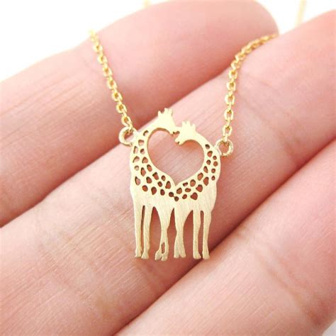 Giraffe Shaped Animal Themed Charm Necklace Cute Jewelry Silhouette