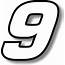Decals Magnets & Stickers Automotive Square Font Race Number 9 Black 