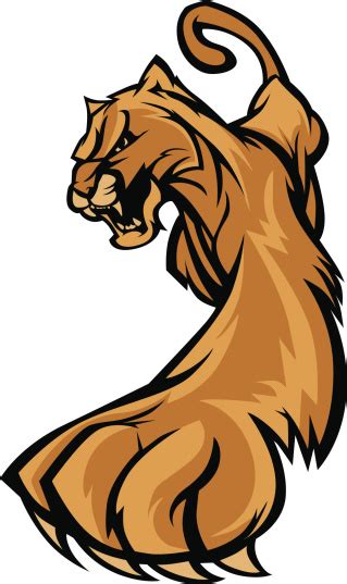 Cougar Mascot Body Prowling Vector Graphic Stock Illustration