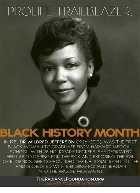 Prolife Trailblazer Black History Month In 1951 Dr Mildred