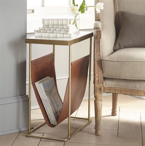 Modern Side Table With Leather Magazine Holder Side Table Decor