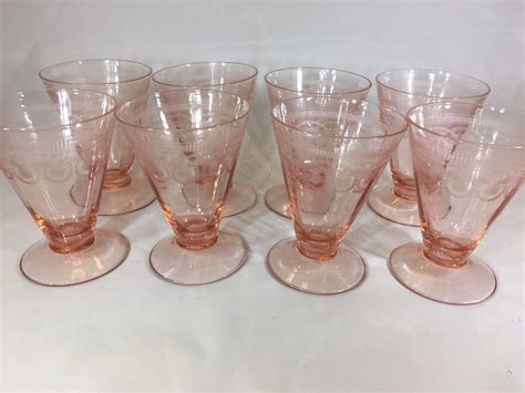 depression glass pink set of eight tumblers antique price guide details page