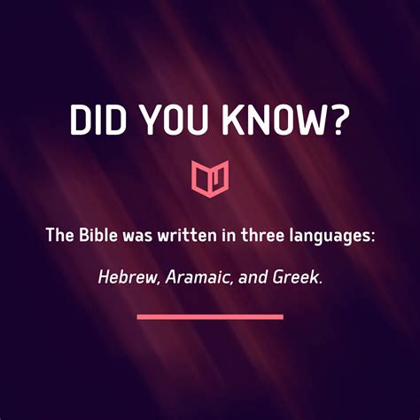 Did You Know The Bible Was Written In Three Languages Hebrew Aramaic And Greek Sunday Social
