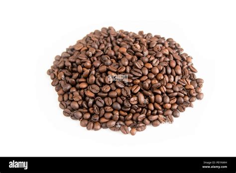Roasted Coffee Beans Isolated On White Background For Copy Space Stock