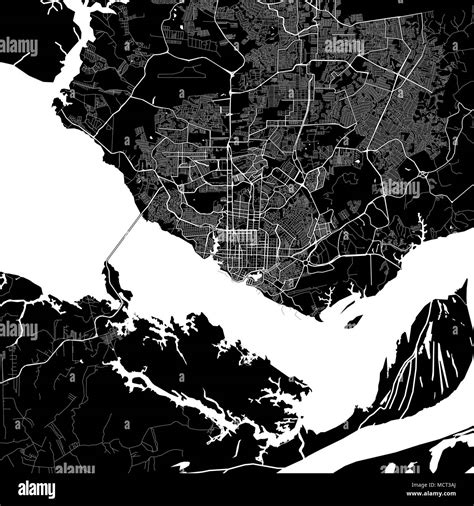 Mapa de la zona de Manaos Brasil Fondo oscuro versión para infografía