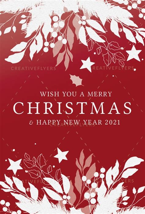 Elegant Red And White Christmas Card Creative Flyers