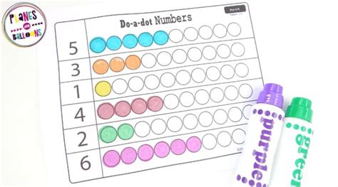Number Recognition 1 20 With Dot Markers Planes And Balloons