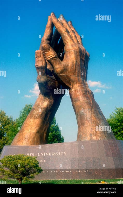 Giant Praying Hands Bronze Statue At Oral Roberts University In Tulsa