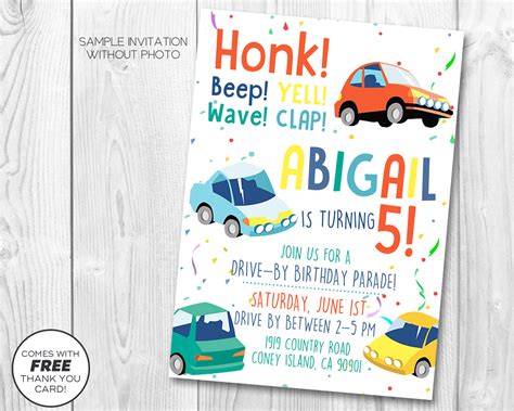 Drive By Invitation Drive Through Birthday Party Printable Drive By