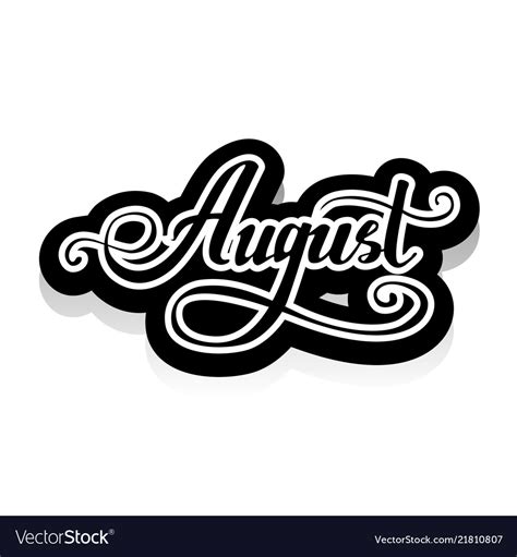 Word August Lettering Royalty Free Vector Image