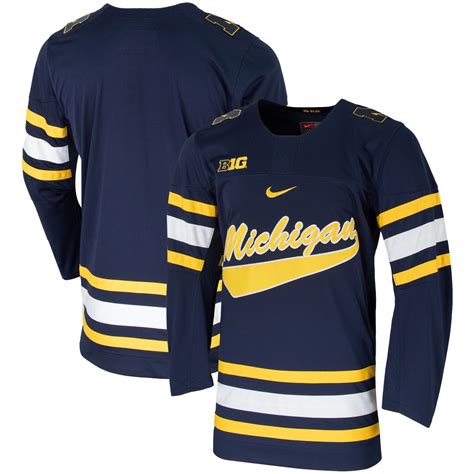 Mens Nike Navy Michigan Wolverines Replica College Hockey Jersey Cemyuen