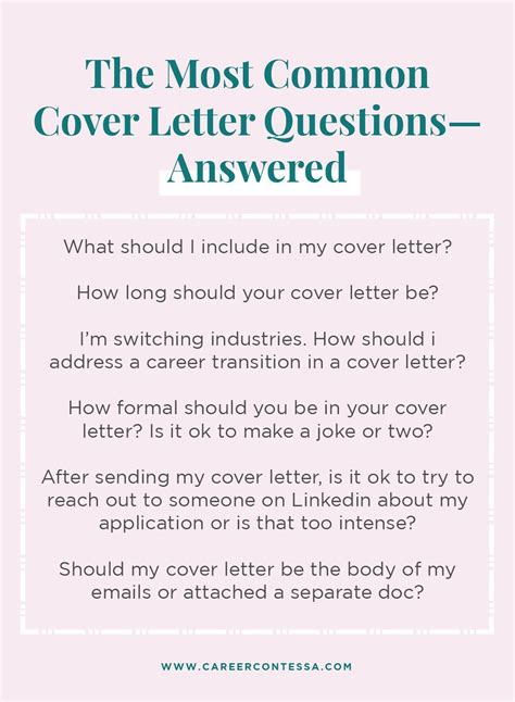 Of all the frequently asked cover letter questions, here are the most common. Your Cover Letter Questions, Answered | Career Contessa in ...