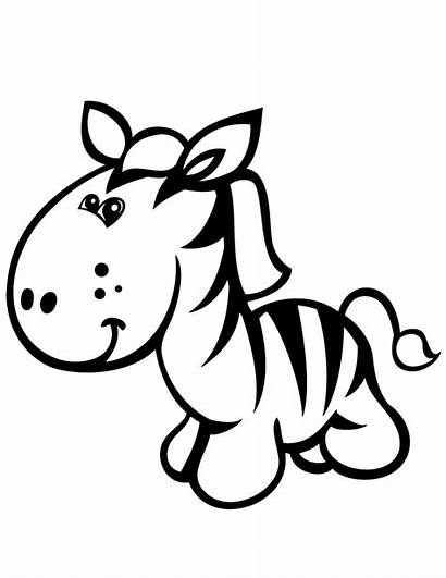 Coloring Cartoon Zebra Pages Printable Stencil Clip