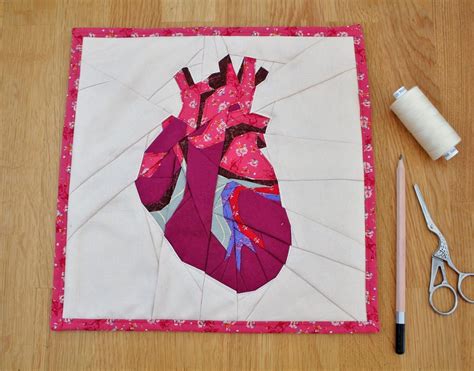 Anatomical Heart Paper Piecing Pattern Quilt Block Craftsy Paper