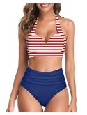 Buy Tempt Me Women Vintage Swimsuit Two Piece Retro Halter Ruched High