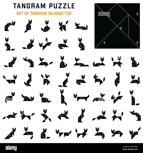 Tangram Puzzle For Kids Set Of Tangram Cats Stock Vector Image And Art