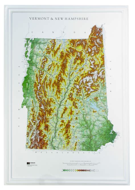 Vermont And New Hampshire Raised Relief 3d Map
