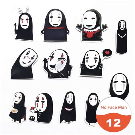 12pcs No Face Man Japanese Anime Waterproof Graffiti Decals Sticker