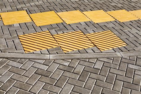 Yellow Tactile Paving On Walkway Tactile Ground Surface Indicators For