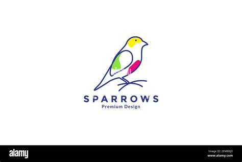 Lines Art Abstract Color Bird Sparrow Logo Design Vector Icon Symbol