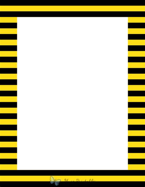 Printable Black And Yellow Horizontal Striped Page Border