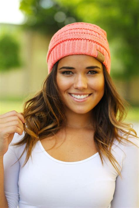 Coral Knit Beanie Beanies Saved By The Dress