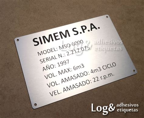 Placas metálicas aluminio fotoanodizado Logo Adhesivos y Etiquetas