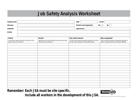 Job Safety Analysis Record Form Hsedocuments My XXX Hot Girl