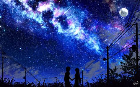 Download Wallpaper 2560x1600 Silhouette Night Starry Sky