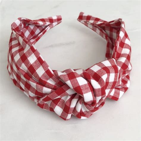 Knotted Headband Red Gingham Retro Style Headband