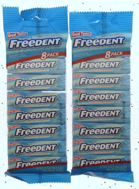 Wrigleys Freedent Spearmint Chewing Gum 5 Pcs 8 Ct Sticks For Sale