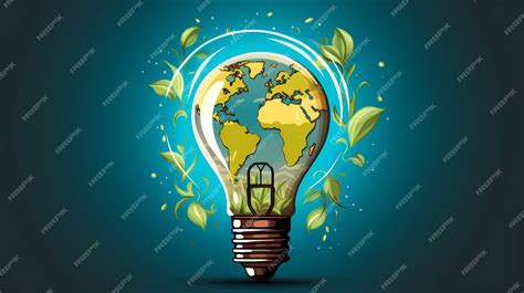 premium ai image hand drawn cartoon environmental protection energy saving light bulb illustration