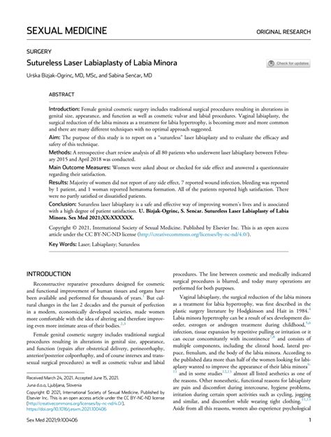 pdf sutureless laser labiaplasty of labia minora