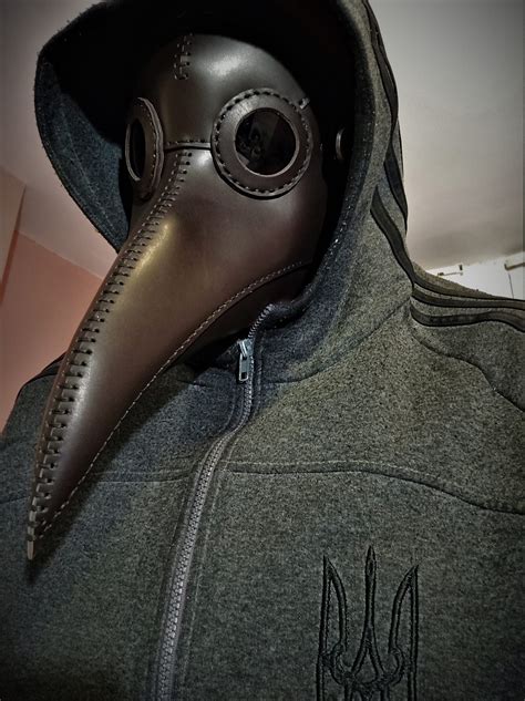 Handmade Leather Plague Doctor Mask In Brown Color