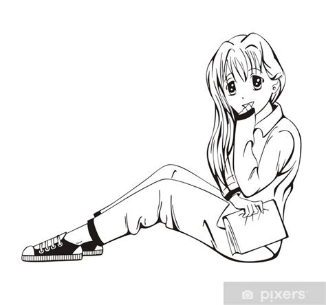 Poster Anime Girl Sitting Pixersuk