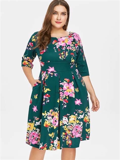 Buy Wipalo Plus Size 5xl Casual Flower Print Dress