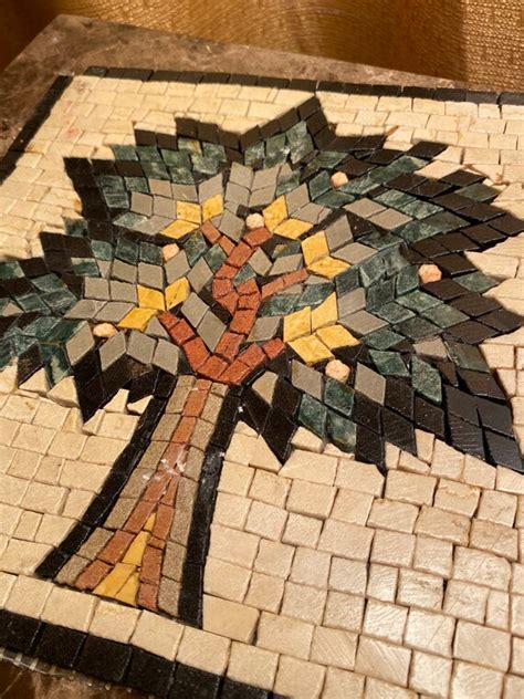 Vintage Mosaic Artwork Tree Of Life Ceramic Tiles Etsy