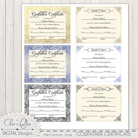 Godmother Certificate Official Godmother Certificate 8 X Etsy