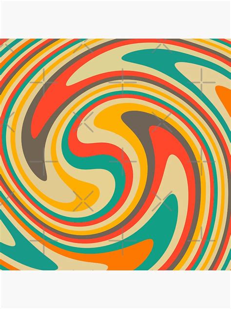 Retro Swirl 70s Colors Abstract Sticker For Sale By Trajeado14