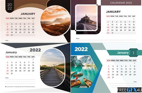 04 Creative Desk Calendars 2022 Vector Templates Luckystudio4u