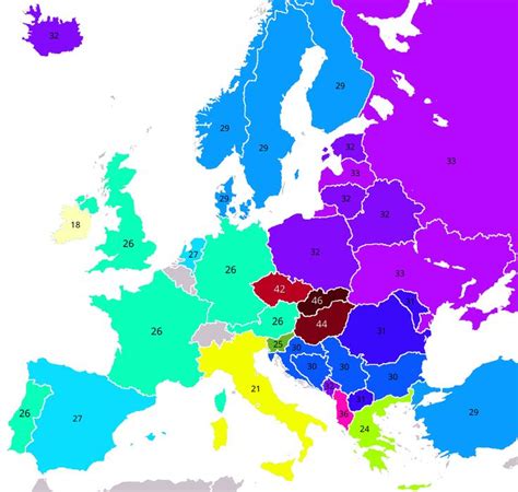 European Alphabets Number Of Letters Per Country Alphabet Map Letters
