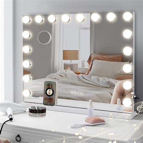 Cooljeen Large Hollywood Vanity Mirror With Lights Bluetooth 18 Led