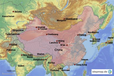 Karte is a town and a locality in the australian state of south australia located in the state's east about 192 kilometres east of the state. StepMap - China Karte - Landkarte für China