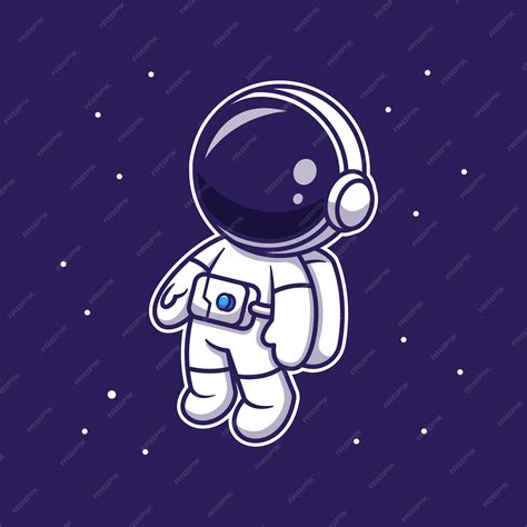 Lindo Astronauta Flotando En El Espacio Personaje De Dibujos Animados