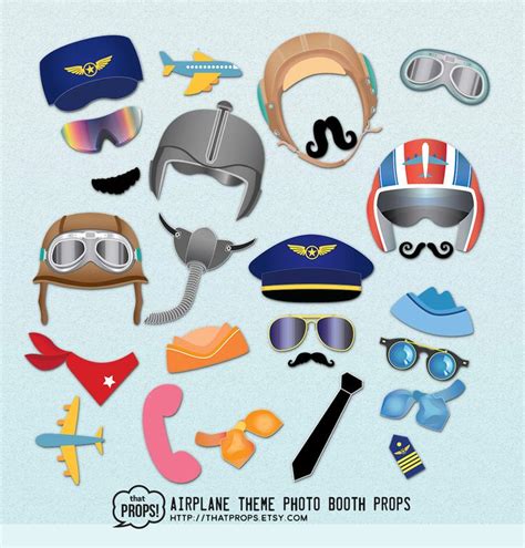 Airplane Photo Booth Props Clipart Digital Airplane Party