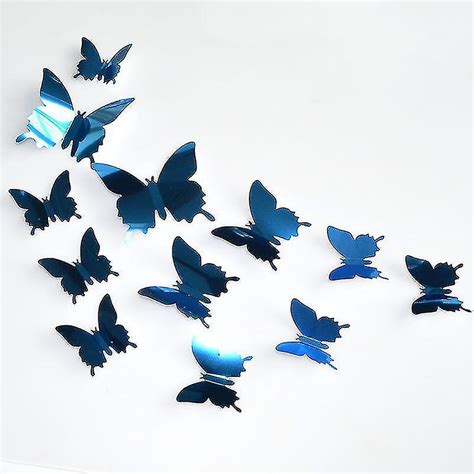 Diy Mirror Butterfly Combination 3d Butterfly Wall Stickers Decals Home