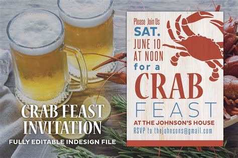 Summer Crab Feast Party Invite ~ Invitation Templates ~ Creative Market