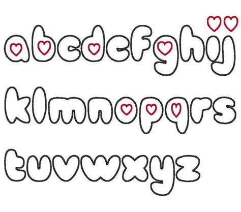 Love Hearts Font Valentine Machine Embroidery Applique