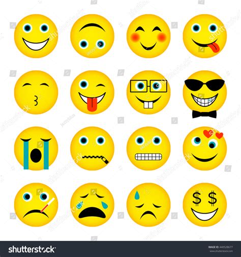 Vector Illustration Set Of Emoticons 440528677 Shutterstock